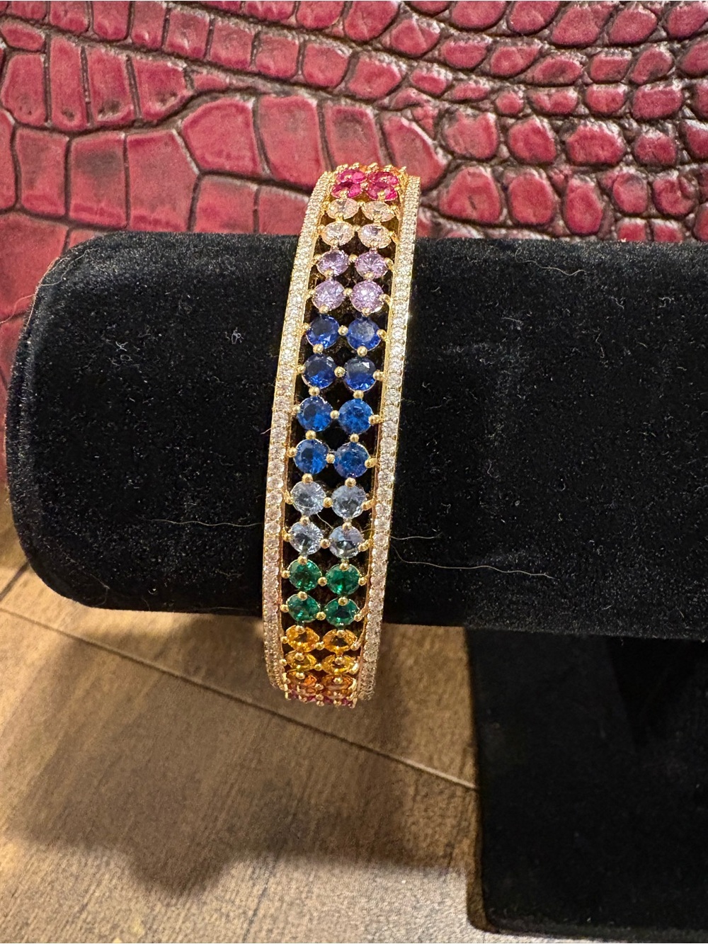 Kurt Geiger Multicolor Crystal Bangle Bracelet - Gold Tone